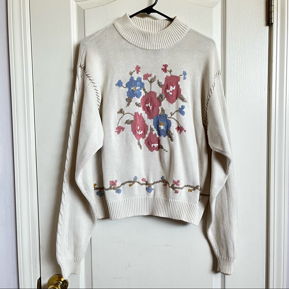 Vintage Liz Sport Floral Graphic Sweater